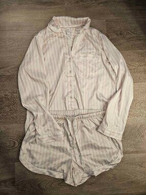 Stars Above Pink & White Stripe Pajama Set, Size Small